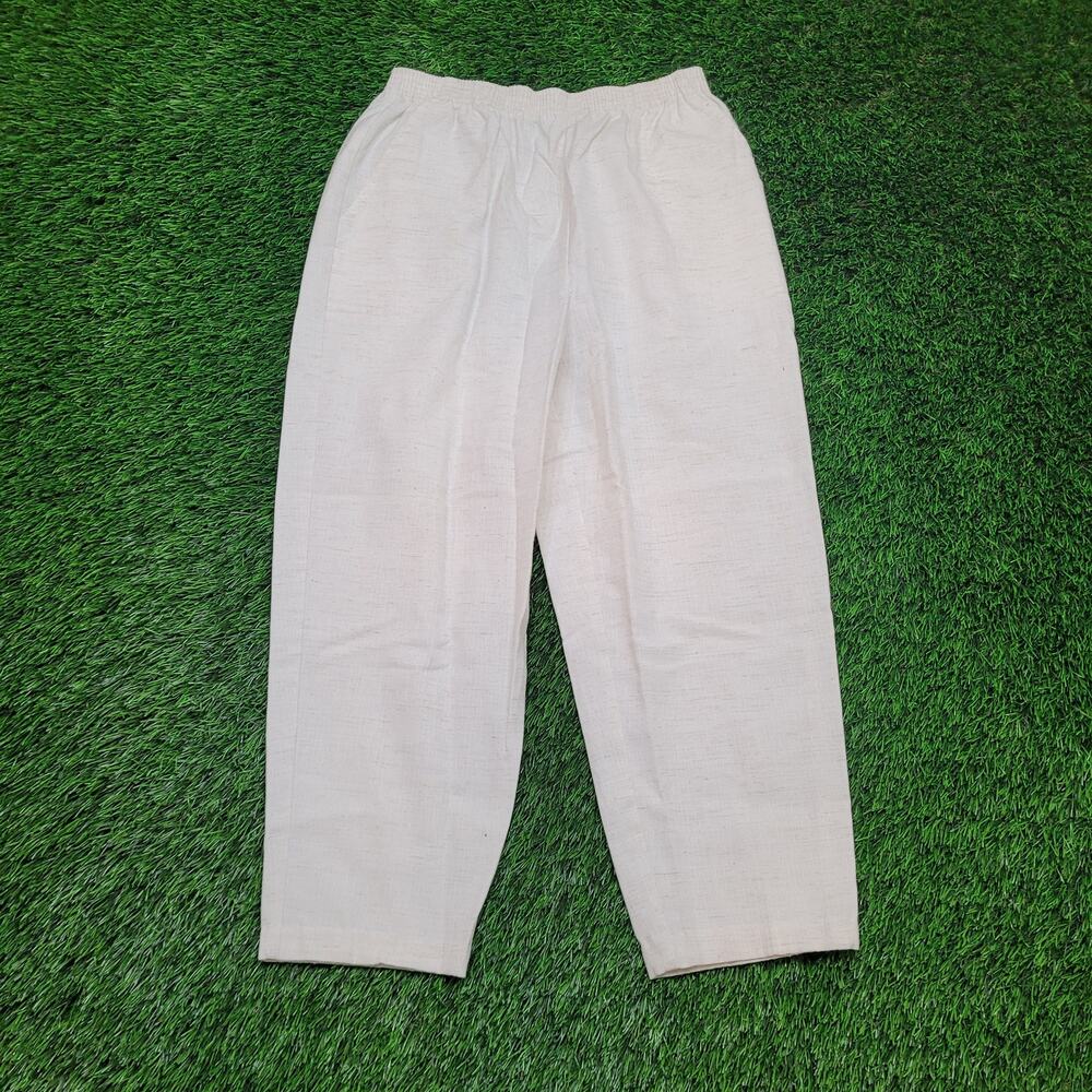 VTG 80s High Waisted Linen Pants Womens PL Cropped Tapered Leg